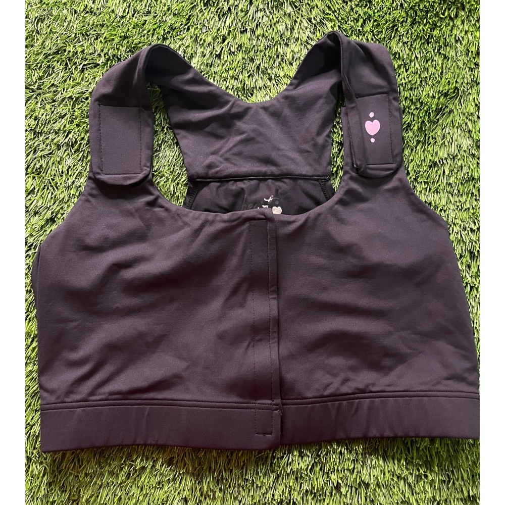 Heart & Core Bra Womens L Black Sports Compression Wireless Wide Strap Support
